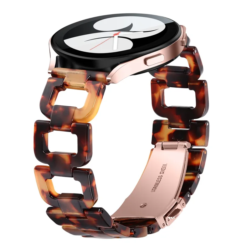 For Pebble 2 / Time Round Resin Watch Strap D-Shape Replacement Watchband - Tortoiseshell