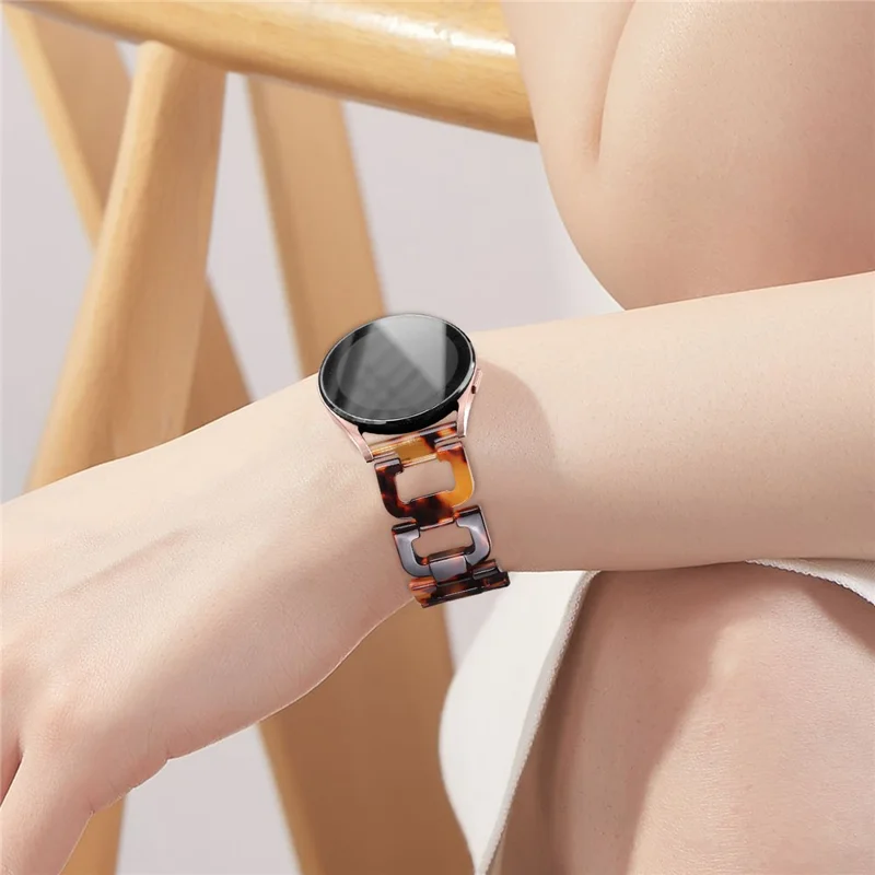 For Pebble 2 / Time Round Resin Watch Strap D-Shape Replacement Watchband - Tortoiseshell