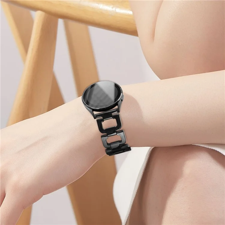 Für Pebble 2 / Time Round Resin Watch Strap D-Shape Ersatz-Armband - Schwarz