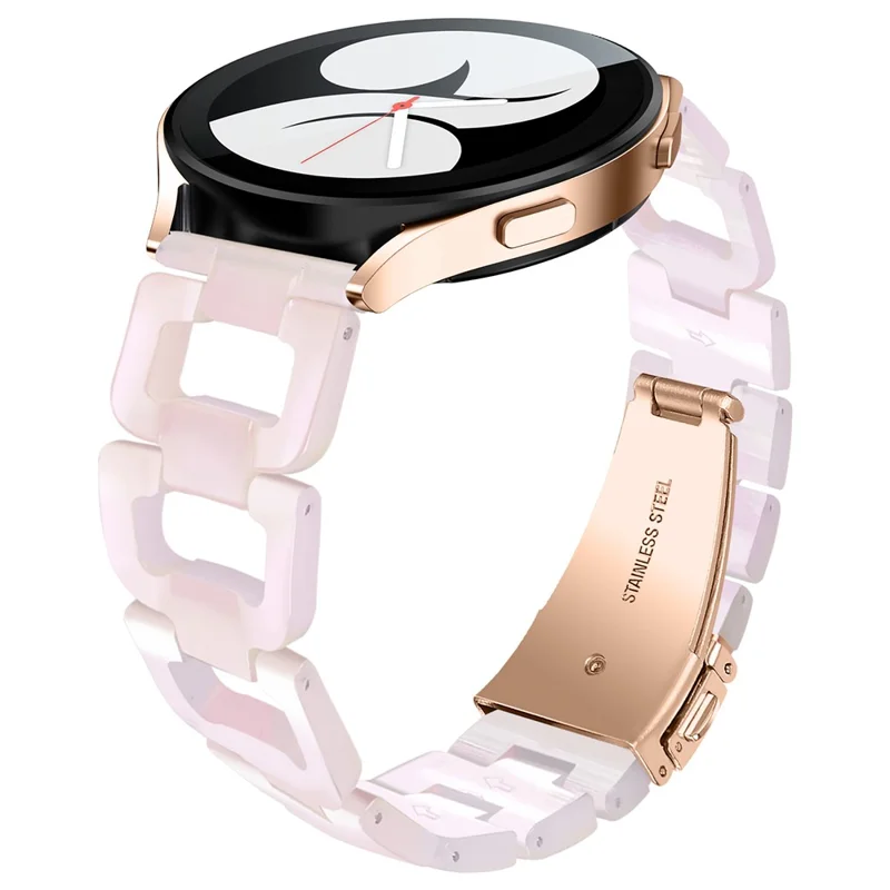For TicWatch 2  /  E  /  C2 (Black  /  Silver Dial) Watchband Resin D-Shape Bracelet Watch Strap - Mermaid Pink