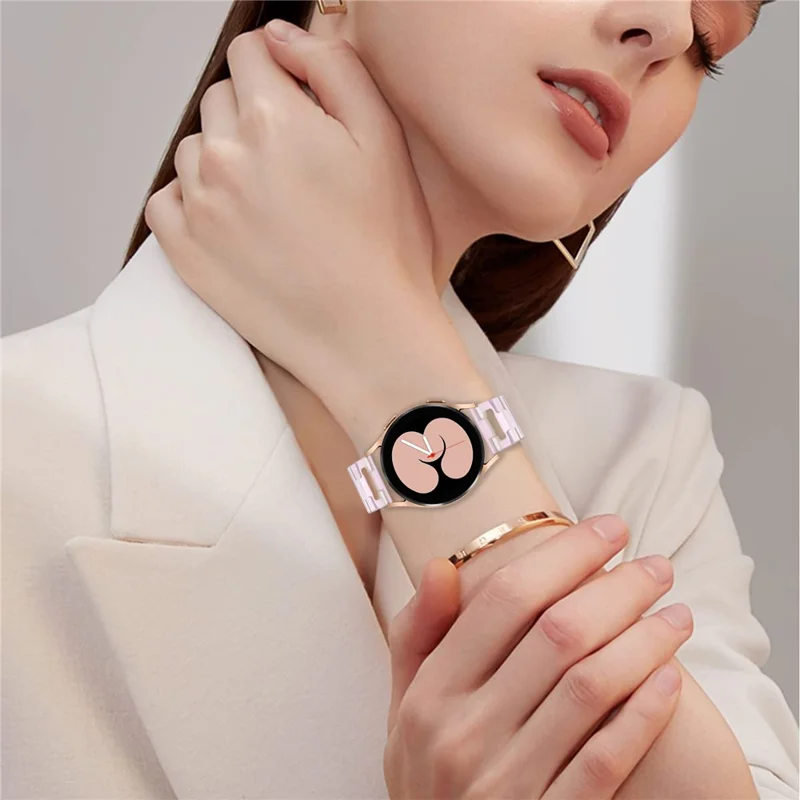 For TicWatch 2  /  E  /  C2 (Black  /  Silver Dial) Watchband Resin D-Shape Bracelet Watch Strap - Mermaid Pink