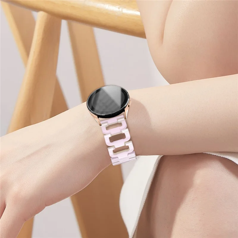For TicWatch 2  /  E  /  C2 (Black  /  Silver Dial) Watchband Resin D-Shape Bracelet Watch Strap - Mermaid Pink