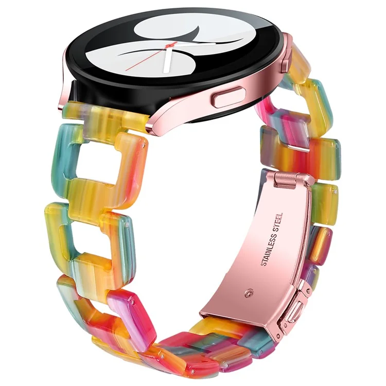 Para Garmin Forerunner 245 / 245 Music Fashion D-Shape Resin Strap Bracelet Watchband - Rainbow
