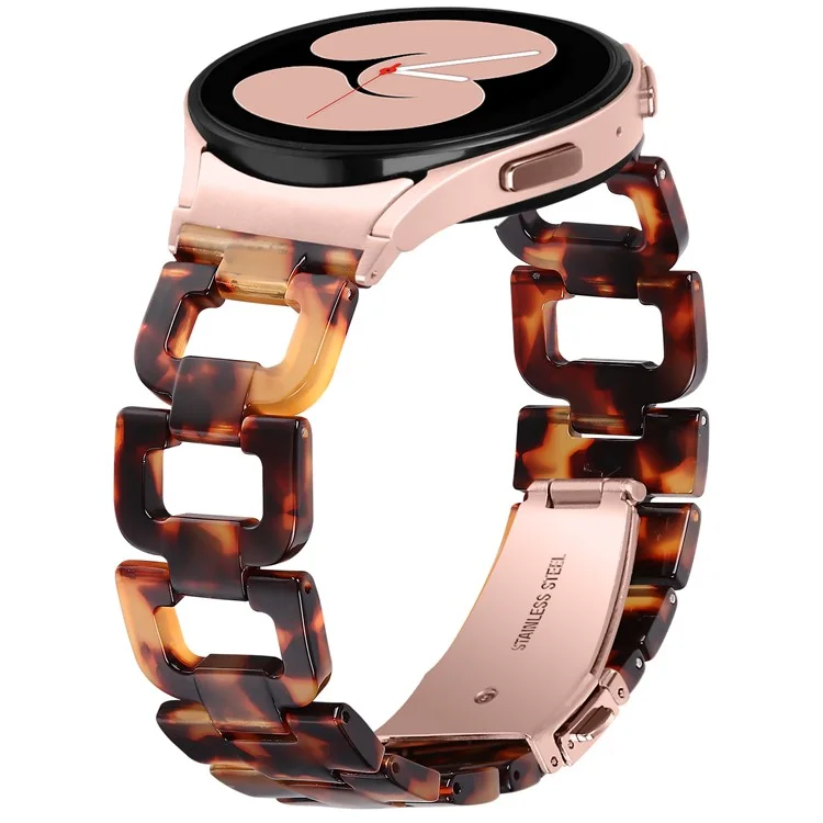 Pulseira de resina para Samsung Galaxy Watch6 40mm / 44mm / Watch6 Classic 43mm / 47mm D-Shape Bracelet Watchband - Tortoiseshell