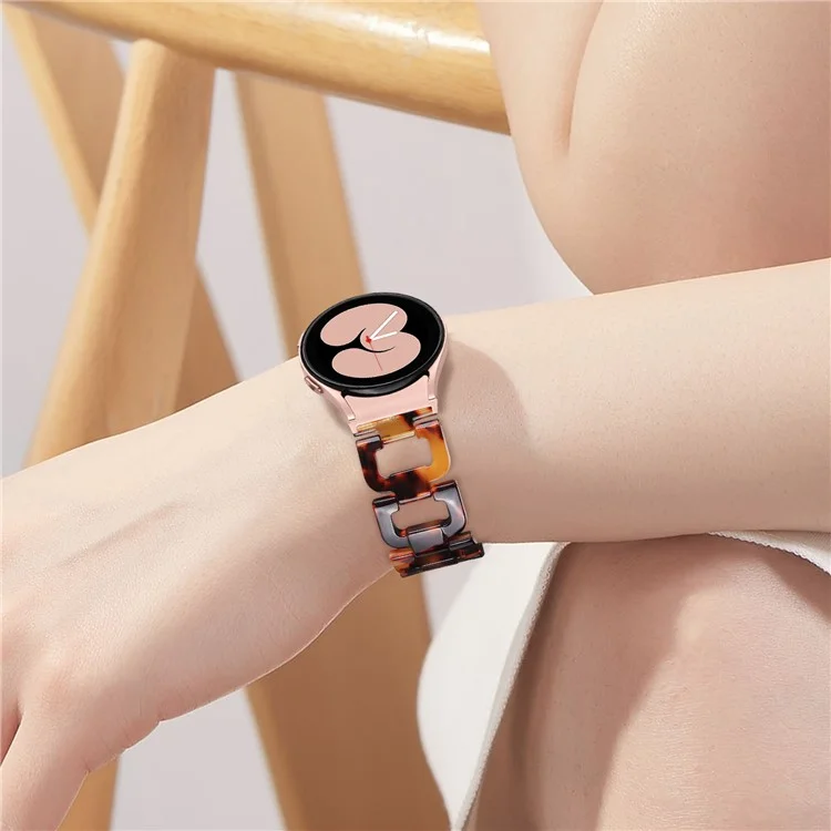 Pulseira de resina para Samsung Galaxy Watch6 40mm / 44mm / Watch6 Classic 43mm / 47mm D-Shape Bracelet Watchband - Tortoiseshell