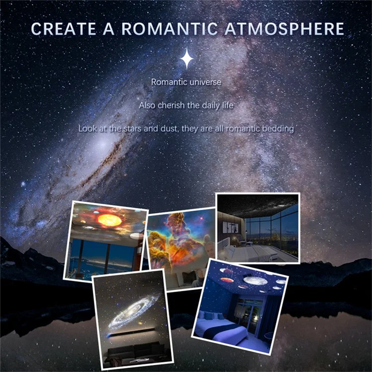 LED Star Projector Galaxy Night Light Rotating Nebula Projector Lamp Living Room Decor - White