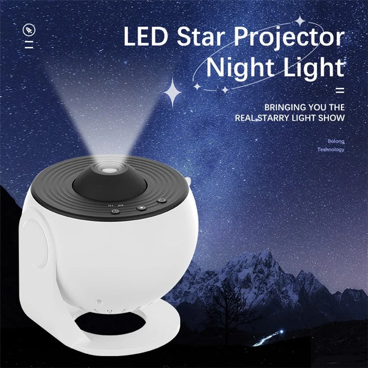 LED Star Projector Galaxy Night Light Rotating Nebula Projector Lamp Living Room Decor - White