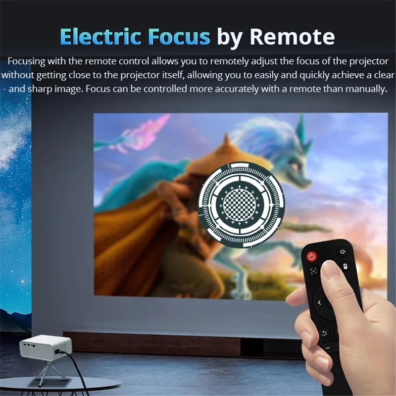 L012AQ 4K Projector with WiFi 6 Bluetooth-compatible 5.2 Android 11 WIFI 6 720P 1+8G Smart Home Projector - EU Plug