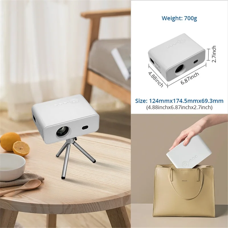 L012AQ 4K Projector with WiFi 6 Bluetooth-compatible 5.2 Android 11 WIFI 6 720P 1+8G Smart Home Projector - EU Plug