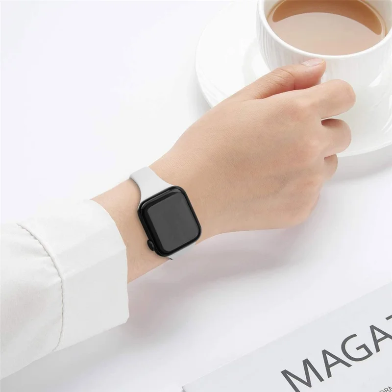 For Apple Watch Series 10 42mm / 9 8 7 41mm / SE (2023) SE (2022) SE 6 5 4 40mm / 3 21 38mm Silicone Band Strap, Size: XS - White