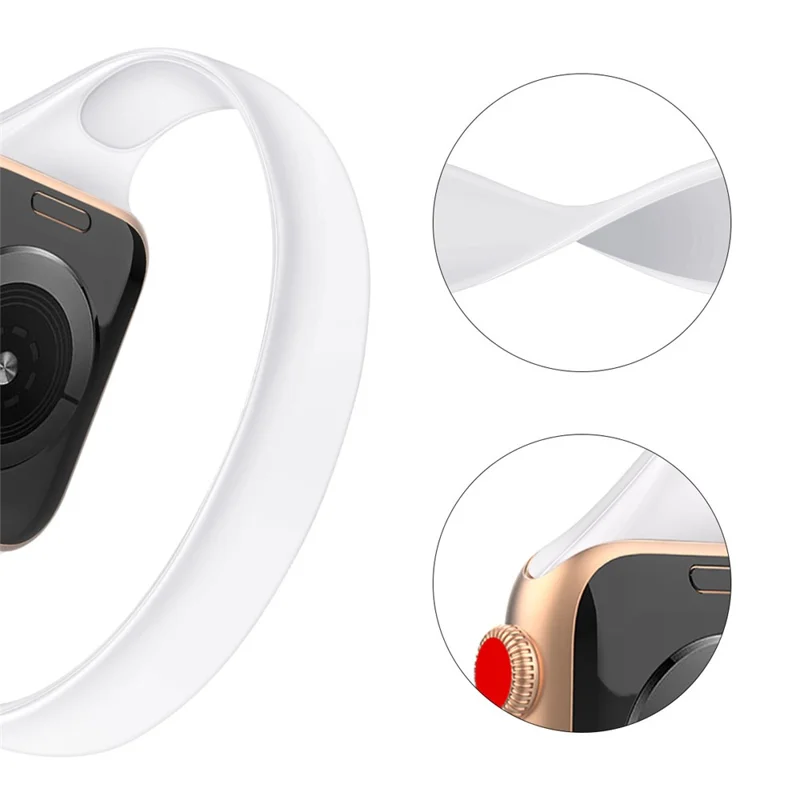 Para Apple Watch Series 10 42mm / 9 8 7 41mm / SE (2023) SE (2022) SE 6 5 4 40mm / 3 21 38mm Bracelete Banda de Silicone, Tamanho: M - Branco