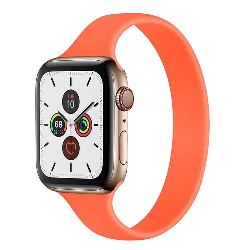 Pour Apple Watch Series 10 42 mm / 9 8 7 41 mm / SE (2023) SE (2022) SE 6 5 4 40 mm / 3 21 38 mm Bracelet en silicone, Taille : L - Orange