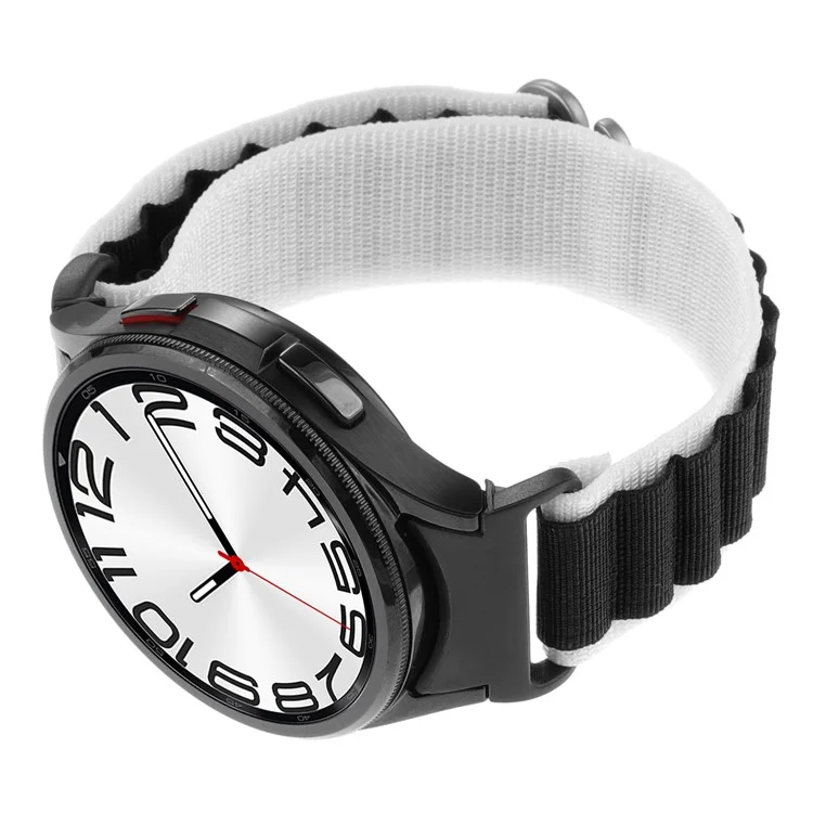 Для Samsung Galaxy Watch FE 40 мм / Watch6 / Watch6 Classic / Watch 5 / Watch4 Nylon Watch Strap G Hook Wristband - Белый+Черный