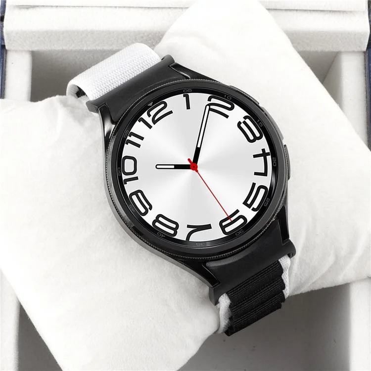 Для Samsung Galaxy Watch FE 40 мм / Watch6 / Watch6 Classic / Watch 5 / Watch4 Nylon Watch Strap G Hook Wristband - Белый+Черный