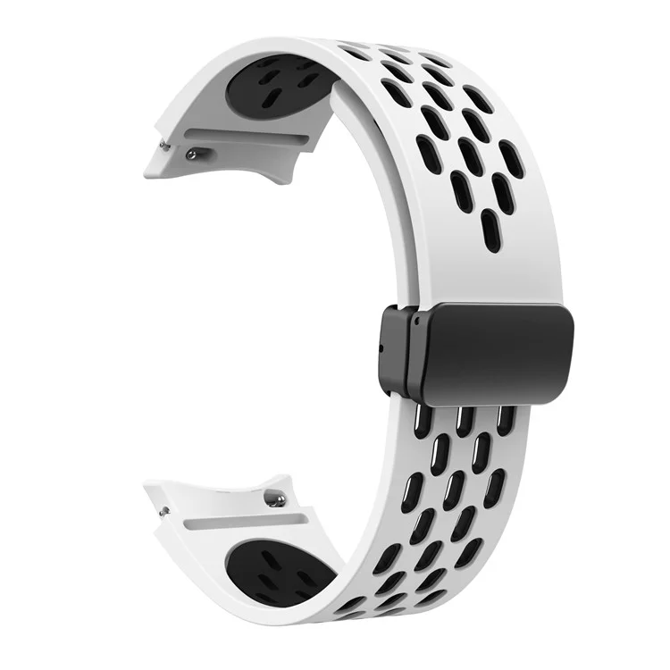 Für Samsung Galaxy Watch FE 40mm / Watch6 40mm / Watch6 44mm / Watch6 Classic 43mm Silikon-Uhrarmband Schwarze Schnalle Armband - Weiß+Schwarz