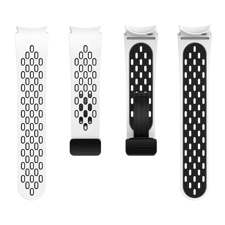 Für Samsung Galaxy Watch FE 40mm / Watch6 40mm / Watch6 44mm / Watch6 Classic 43mm Silikon-Uhrarmband Schwarze Schnalle Armband - Weiß+Schwarz