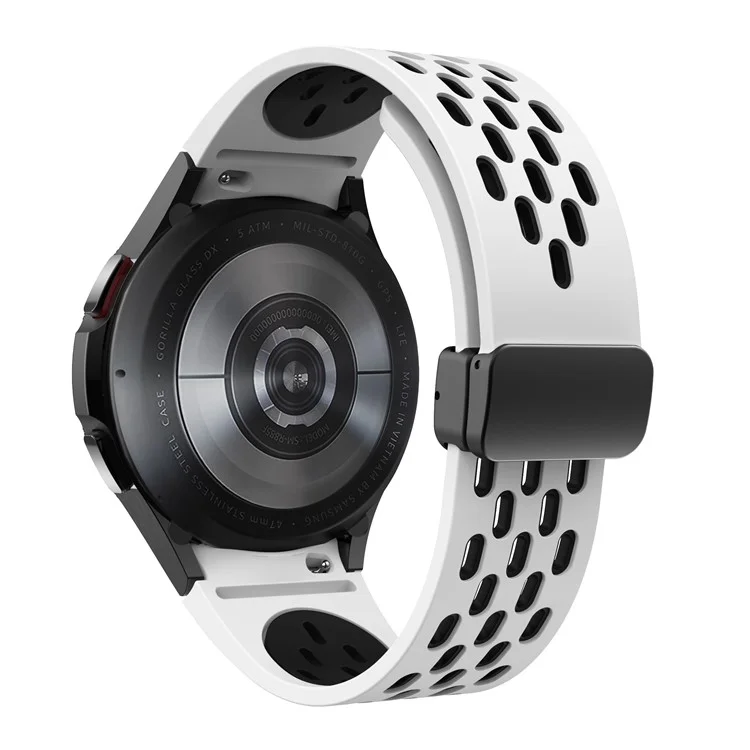 Für Samsung Galaxy Watch FE 40mm / Watch6 40mm / Watch6 44mm / Watch6 Classic 43mm Silikon-Uhrarmband Schwarze Schnalle Armband - Weiß+Schwarz
