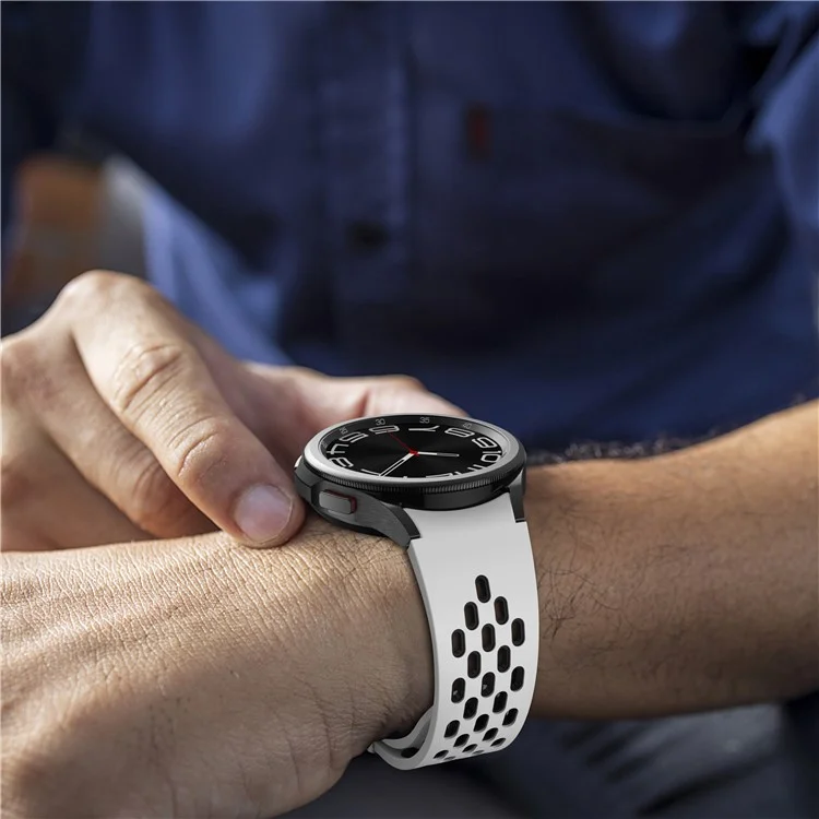 Für Samsung Galaxy Watch FE 40mm / Watch6 40mm / Watch6 44mm / Watch6 Classic 43mm Silikon-Uhrarmband Schwarze Schnalle Armband - Weiß+Schwarz