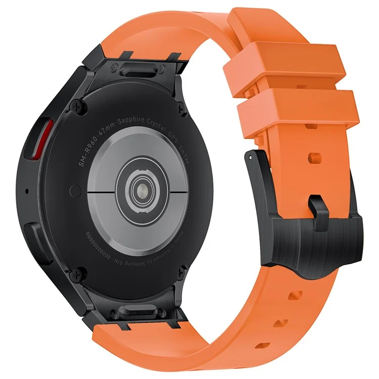 For Samsung Galaxy Watch FE 40mm / Watch6 / Watch 5 / Watch4 Soft Strap Silicone Watch Band with Black Connector - Black+Orange