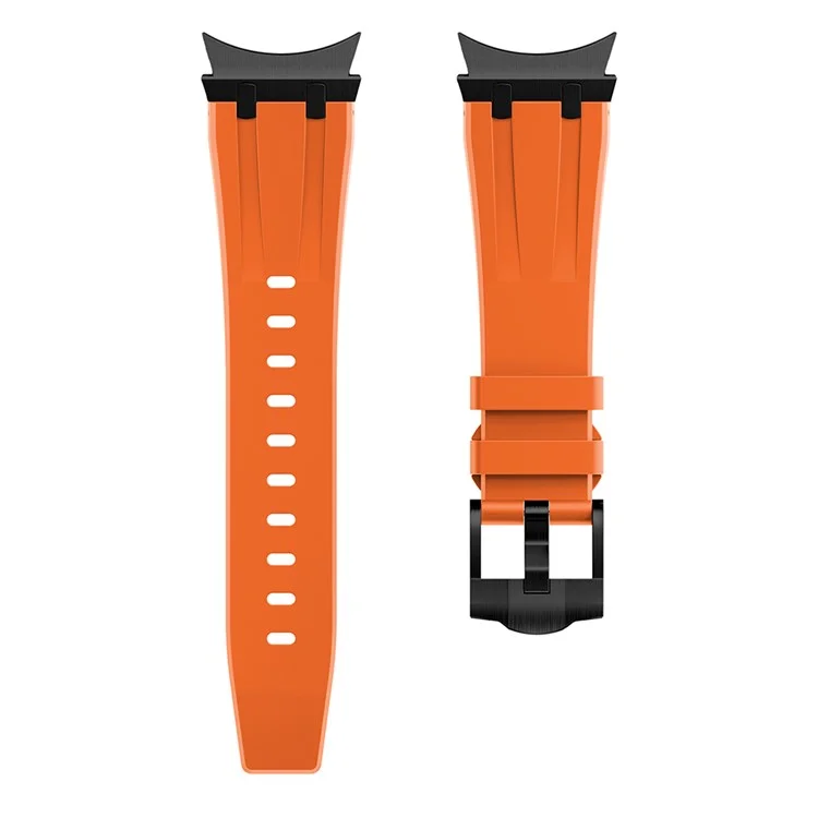 For Samsung Galaxy Watch FE 40mm / Watch6 / Watch 5 / Watch4 Soft Strap Silicone Watch Band with Black Connector - Black+Orange