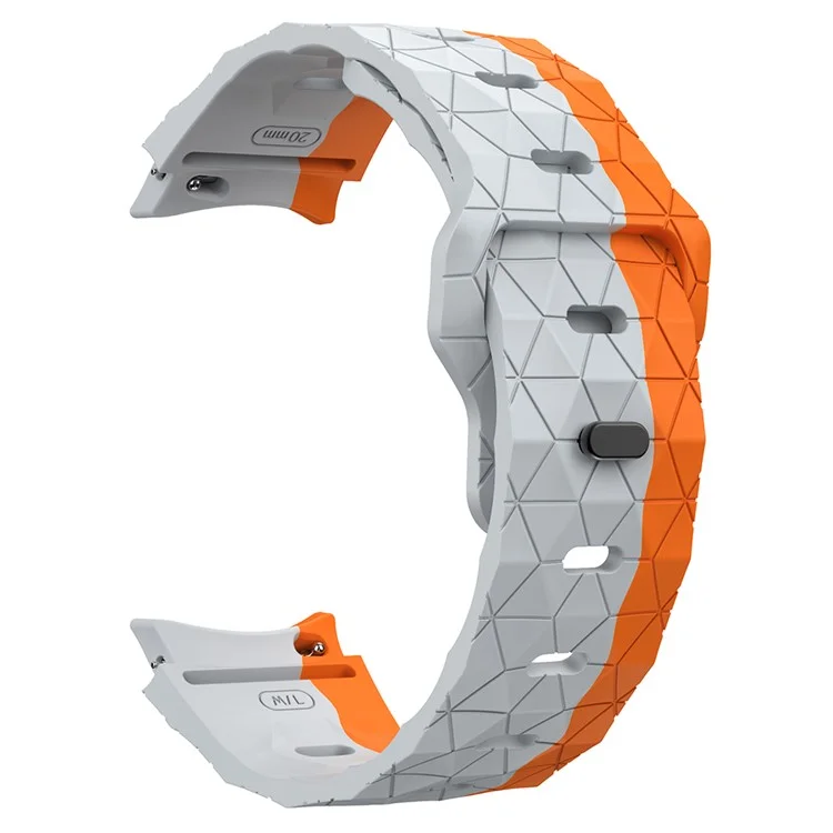 Para Samsung Galaxy Watch6 / Watch 5 / Watch FE 40mm / Watch4 Pulseira de Silicone Dual Color Watch Band Football Pattern - Cinza+Laranja