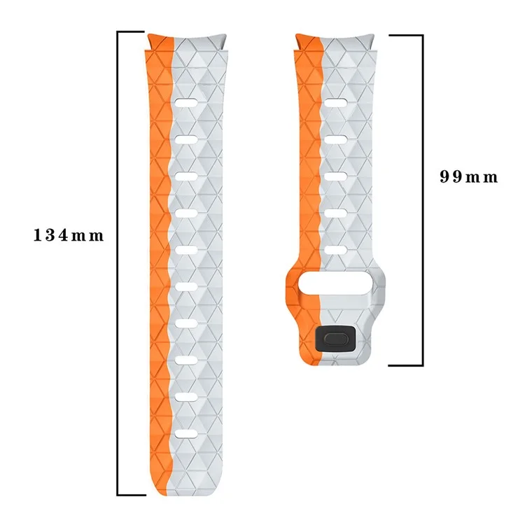 Para Samsung Galaxy Watch6 / Watch 5 / Watch FE 40mm / Watch4 Pulseira de Silicone Dual Color Watch Band Football Pattern - Cinza+Laranja
