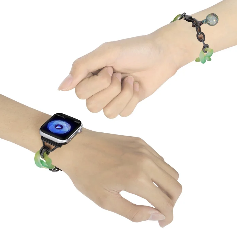 Para Apple Watch Series 10 42mm / 9 8 7 41mm / 6 5 4 SE (2022) SE (2023) SE 40mm / 3 2 1 38mm Correa Delgada Brazalete de Resina - Verde