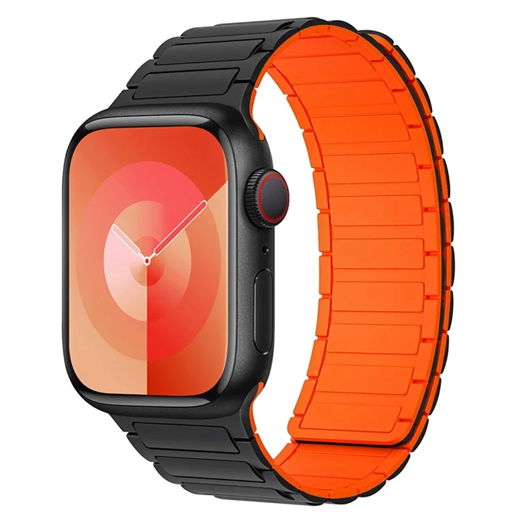 For Apple Watch 10 46mm / Ultra 2 / Ultra 49mm / 9 8 7 45mm / SE (2023) SE (2022) SE 6 5 4 44mm / 3 2 1 42mm 3 Beads Watch Strap - Black+Orange