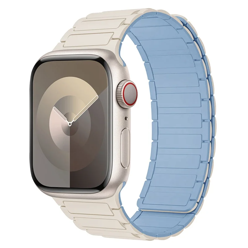 For Apple Watch Series 11 10 42mm / 9 8 7 41mm / SE3 SE2 SE 6 5 4 40mm / 3 2 1 38mm Watchband Magnetic Strap - Antique White+Blue