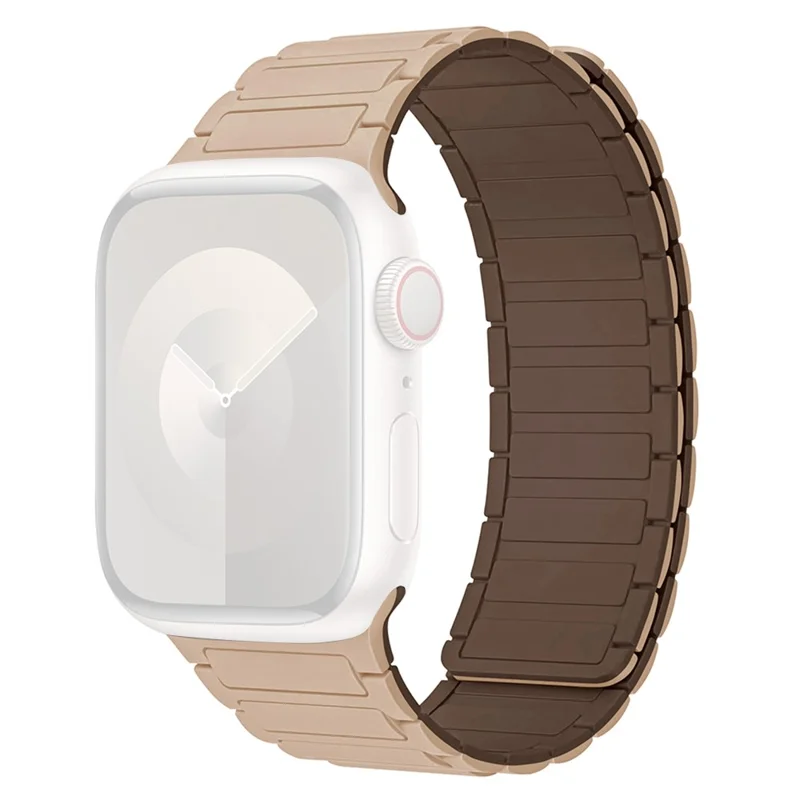 For Apple Watch Series 11 10 42mm / 9 8 7 41mm / SE3 SE2 SE 6 5 4 40mm / 3 2 1 38mm Watchband Magnetic Strap - Milk Tea+Chocolate