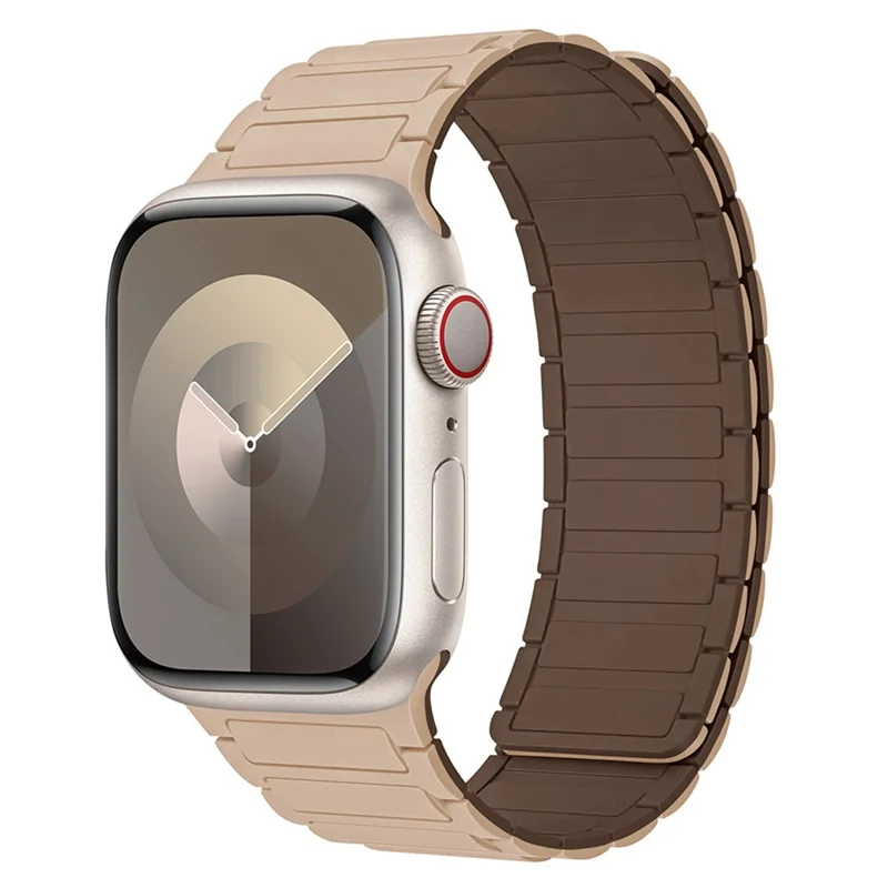 For Apple Watch Series 11 10 42mm / 9 8 7 41mm / SE3 SE2 SE 6 5 4 40mm / 3 2 1 38mm Watchband Magnetic Strap - Milk Tea+Chocolate