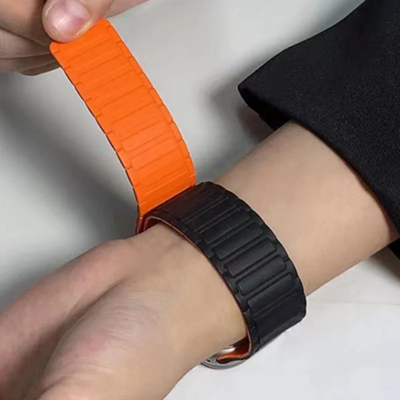 For Apple Watch Series 11 10 42mm / 9 8 7 41mm / SE3 SE2 SE 6 5 4 40mm / 3 2 1 38mm Watchband Magnetic Strap - Milk Tea+Chocolate