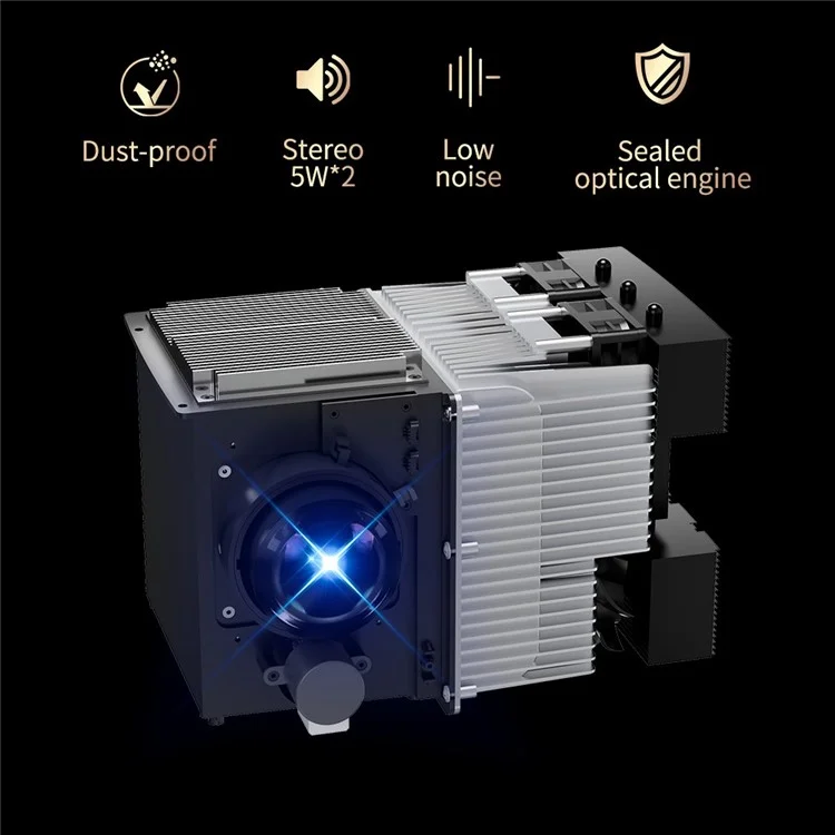 V5 1080P FHD 4K Projector Android 9.0 BT5.0 1G+8G 300 ANSI Home Theater Auto Focus Video Projector - US Plug