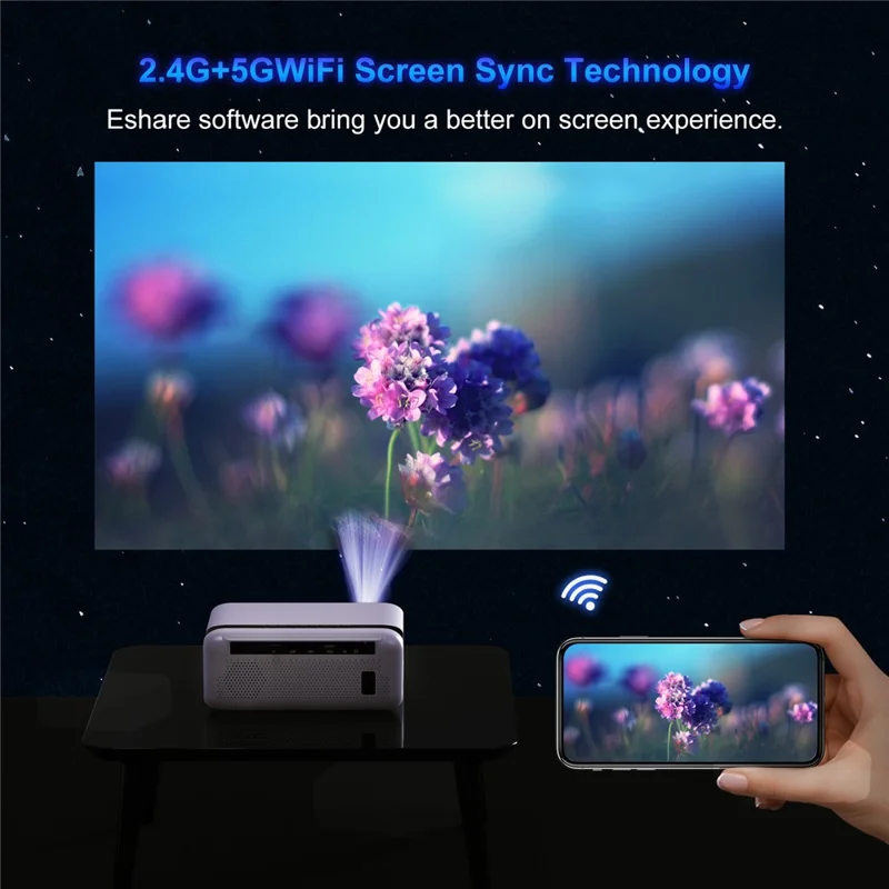 E520 1080P FHD Projector Android 9.0 BT5.0 1G+8G 1,4000 Lumen Home Theater Projector Support 4K - EU Plug