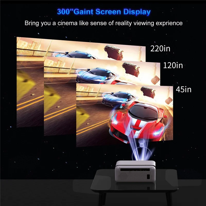 E520 1080P FHD Projector Android 9.0 BT5.0 1G+8G 1,4000 Lumen Home Theater Projector Support 4K - EU Plug