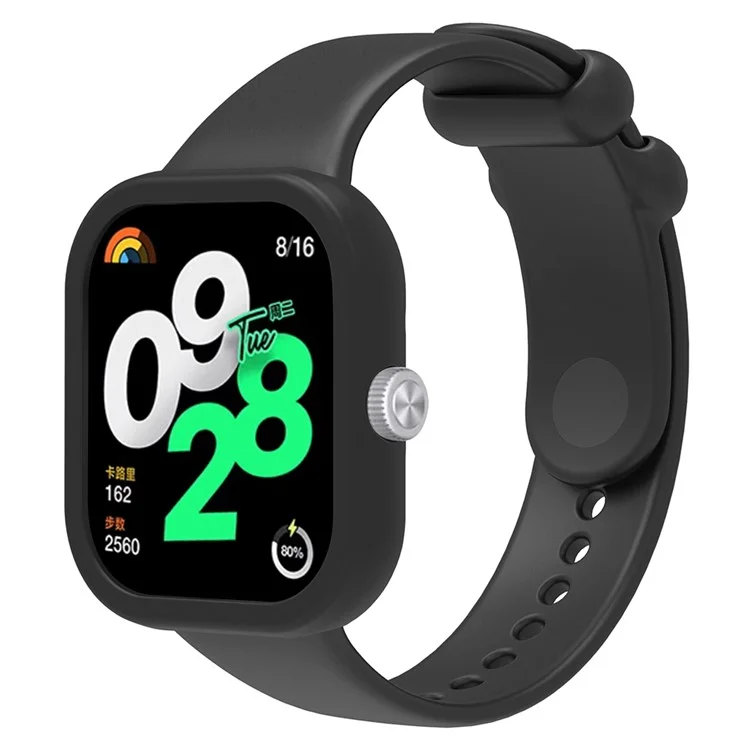 Für Xiaomi Redmi Watch 4 Silikon-Uhrenarmband Armband mit Uhrengehäuse - Schwarz