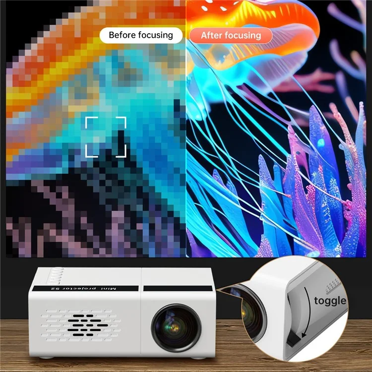 S2 Portable LED Projector 1080P HD Clear 600 Lumen Mini Home Theater Media Player - US Plug