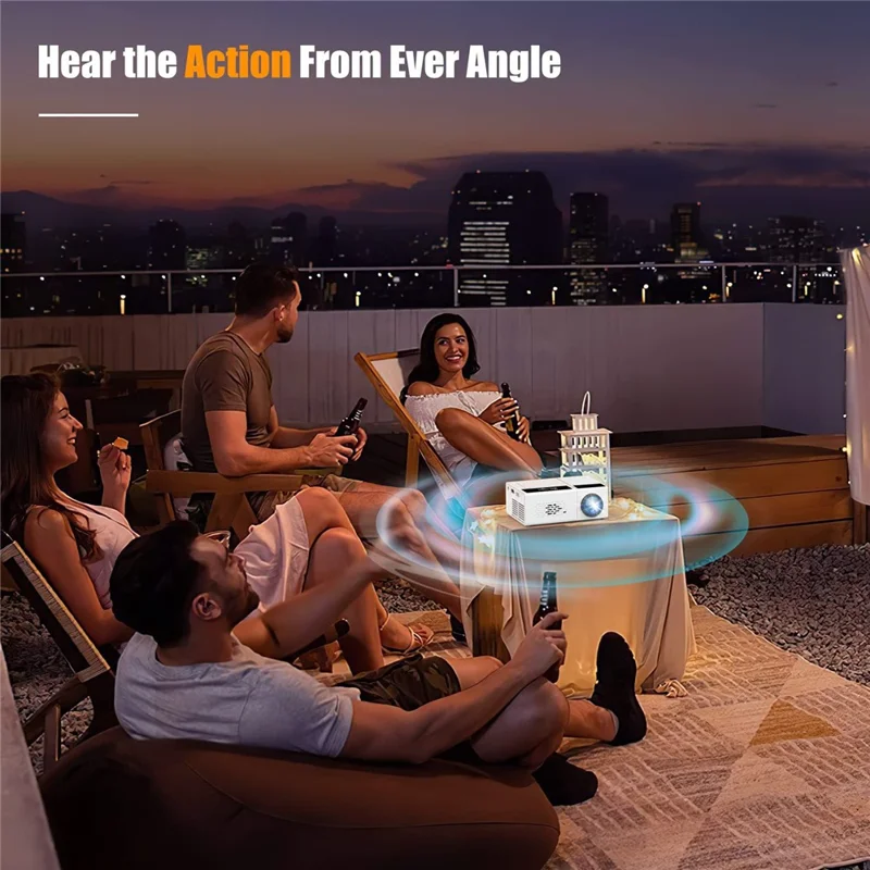 S2 Portable LED Projector 1080P HD Clear 600 Lumen Mini Home Theater Media Player - UK Plug