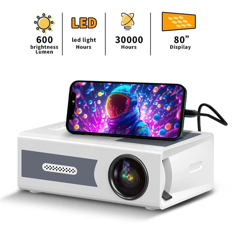 Q2 Mini LED Projector 1080P HD Clear Portable Movie Video Home Theater Projector - US Plug