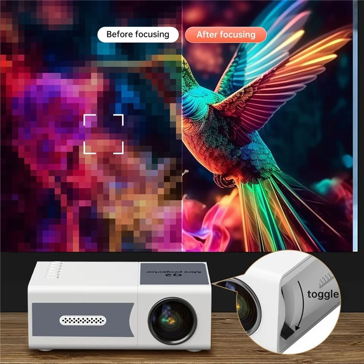 Q2 Mini LED Projector 1080P HD Clear Portable Movie Video Home Theater Projector - US Plug
