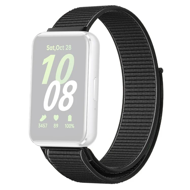 Correa de reemplazo de nailon trenzado para Samsung Galaxy Fit3 Smart Watch - Negro