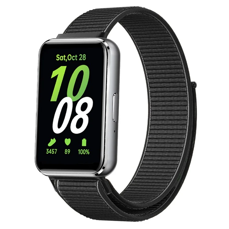 Correa de reemplazo de nailon trenzado para Samsung Galaxy Fit3 Smart Watch - Negro