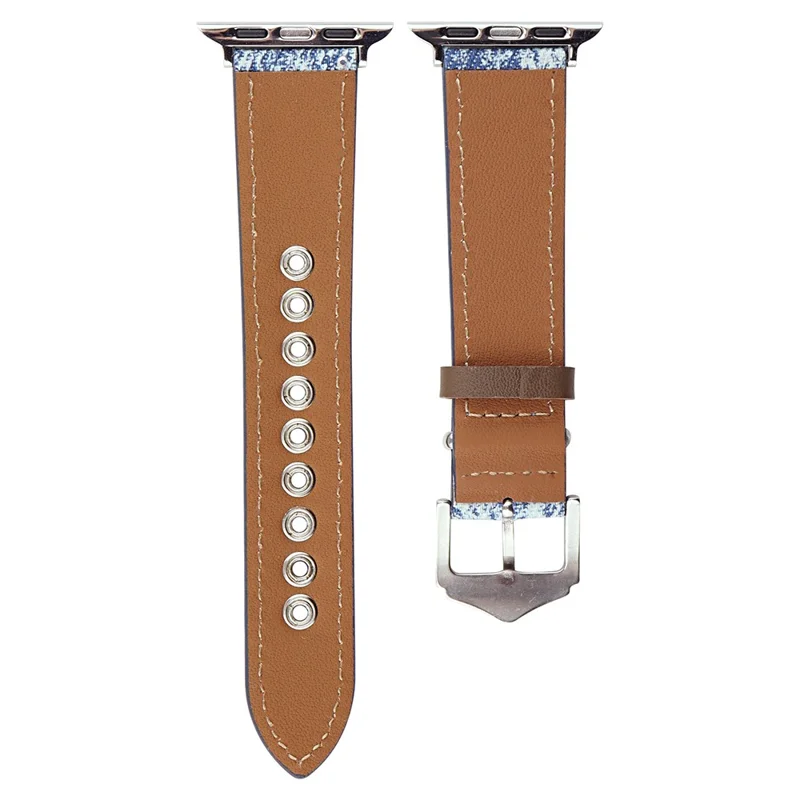 Для Apple Watch Series 10 42 мм / 9 8 7 41 мм / SE (2023) SE (2022) SE 6 5 4 40 мм / 3 2 1 38 мм Denim Watchband - Baby Blue