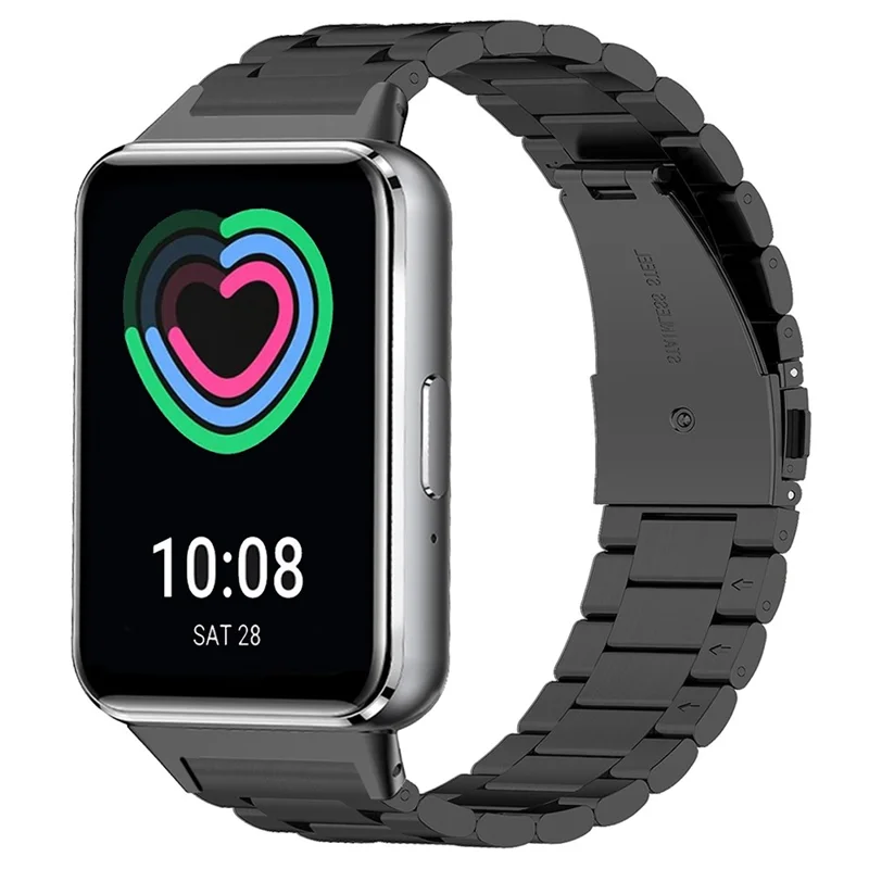 For Samsung Galaxy Fit3 Replacement Strap Quick Release Stainless Steel Watch Band, Black