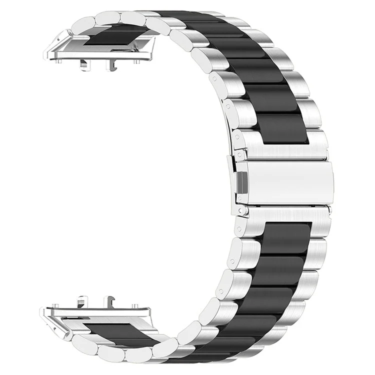 Für Samsung Galaxy Fit3 Schnell-Verschluss-Uhrenarmband, Farbmischung, Edelstahlarmband - Silber / Schwarz / Silber
