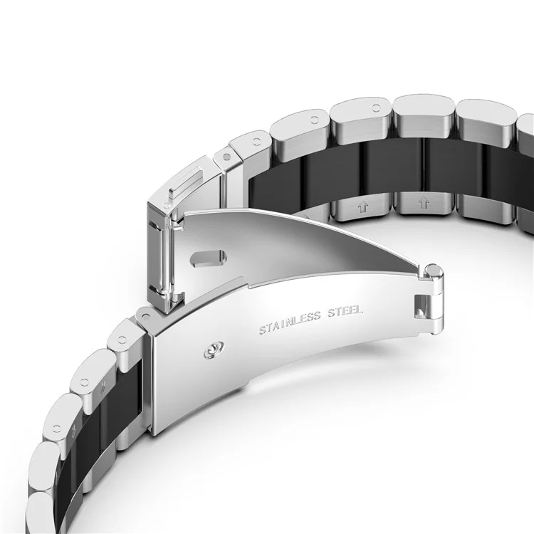 Für Samsung Galaxy Fit3 Schnell-Verschluss-Uhrenarmband, Farbmischung, Edelstahlarmband - Silber / Schwarz / Silber