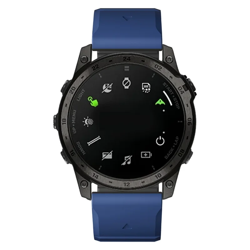 For Garmin Fenix 5 / 5X / 6X / 7X Watch Strap 22mm Dual Color Silicone Smart Watch Band - Dark Blue / Black