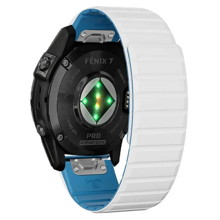 Para Garmin Fenix 5 / 5X / 6X / 7X Pulseira de Substituição 26mm Dual Color Silicone Smart Watchband - Branco / Azul
