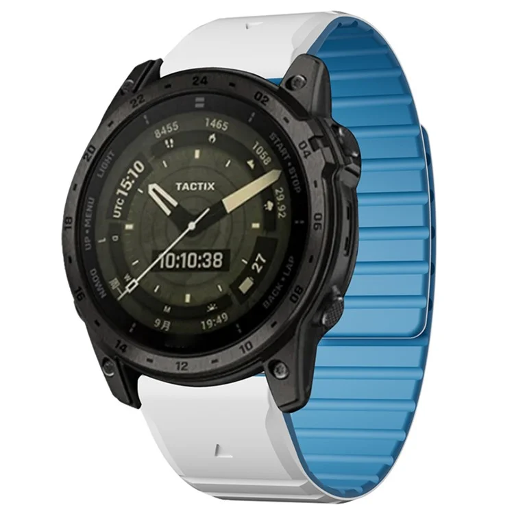 Para Garmin Fenix 5 / 5X / 6X / 7X Pulseira de Substituição 26mm Dual Color Silicone Smart Watchband - Branco / Azul