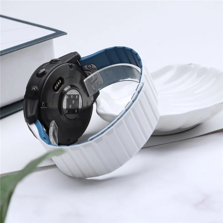 Para Garmin Fenix 5 / 5X / 6X / 7X Pulseira de Substituição 26mm Dual Color Silicone Smart Watchband - Branco / Azul
